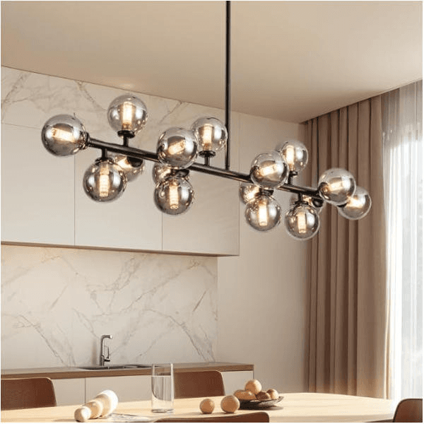 Nordic Loft Living Dining Room Magic Bean Molecular Chandelier, Simple Creative Dining Table bar Glass Bubble Ball Lamp, Glass Bubble Ball Chandelier PL0918-12, Dimmable 2700K LED, operation11